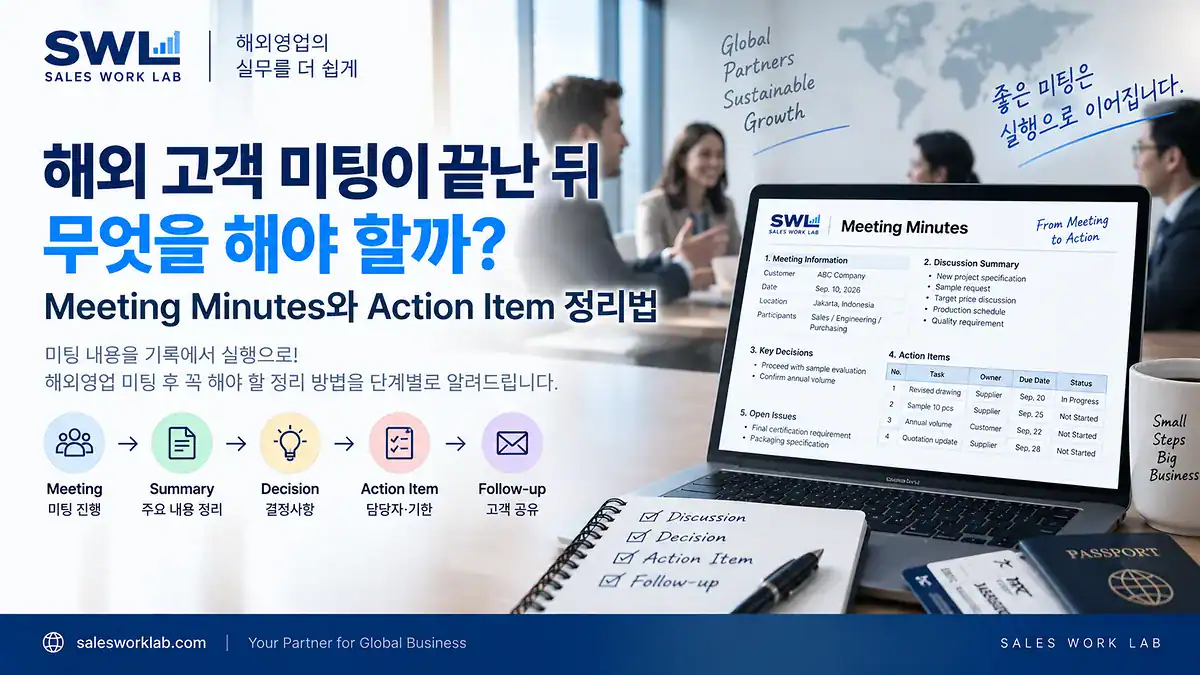 해외 고객 미팅이 끝난 뒤 무엇을 해야 할까? 회의록과 할일 정리법
