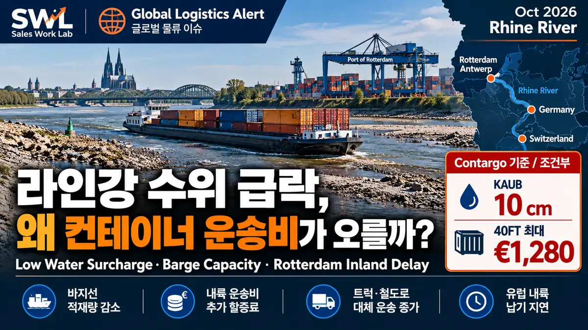 로테르담항은 정상인데 화물이 안 움직인다?｜라인강 저수위·Low Water Surcharge·유럽 내륙운송 지연